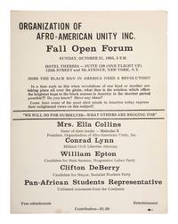 [MALCOLM X (1925-1965)]. A group of items related to Malcolm X and the Organization of Afro-American Unity (OAAU), comprising: