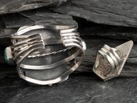 Navajo and Kewa Necklace, Ring, and Cuff Bracelet