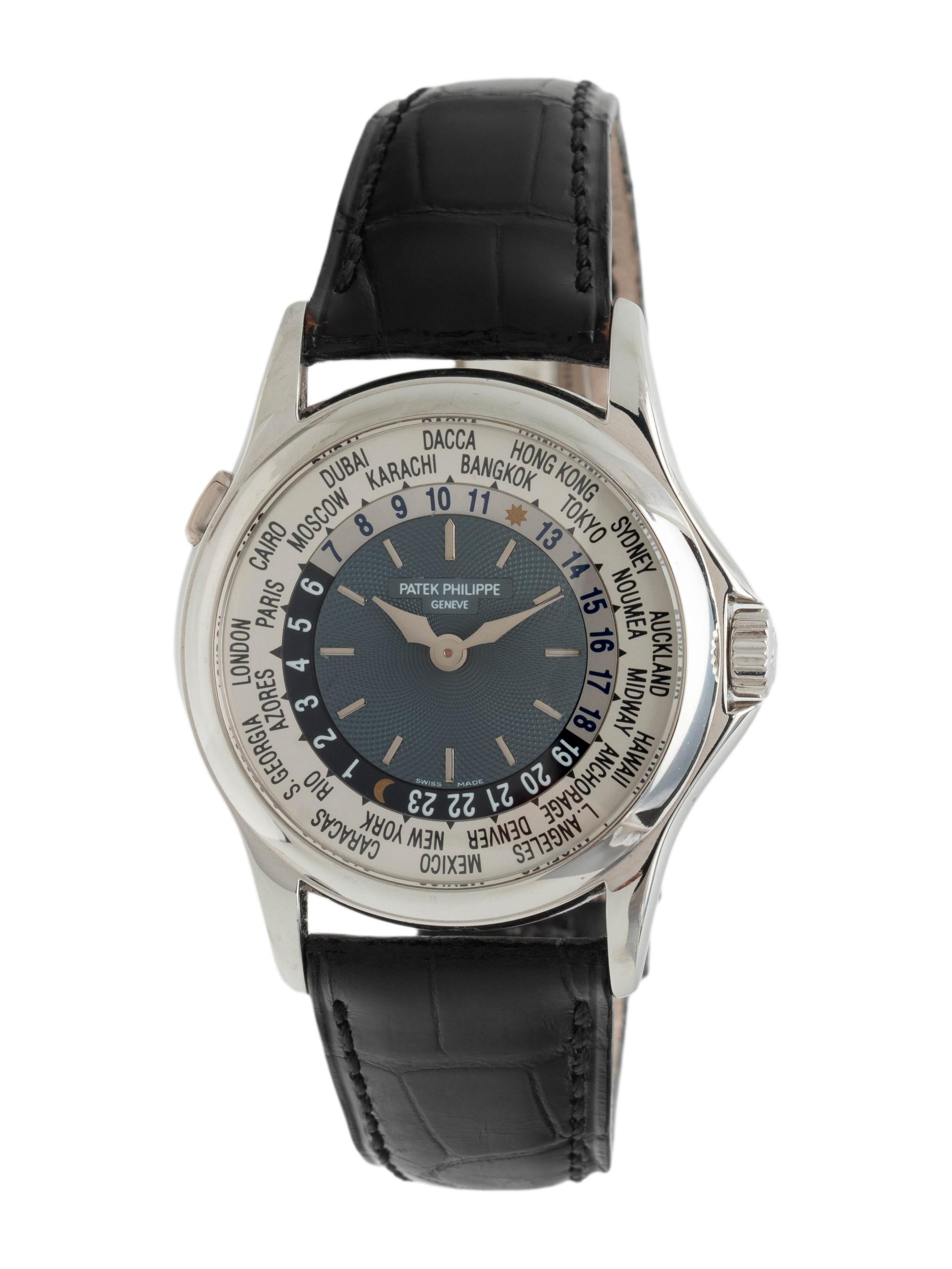 A FINE AND ATTRACTIVE PATEK PHILIPPE, REF. 5110P PLATINUM 'WORLD TIME' WRISTWATCH