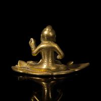 A Small Chinese Bronze Figure of a Boy with Lotus, Qing Dynasty — 清 銅鎏金荷葉童子