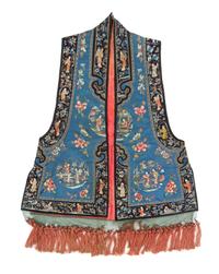 A Blue Ground Embroidered Silk Lady's Vest, Xiapi