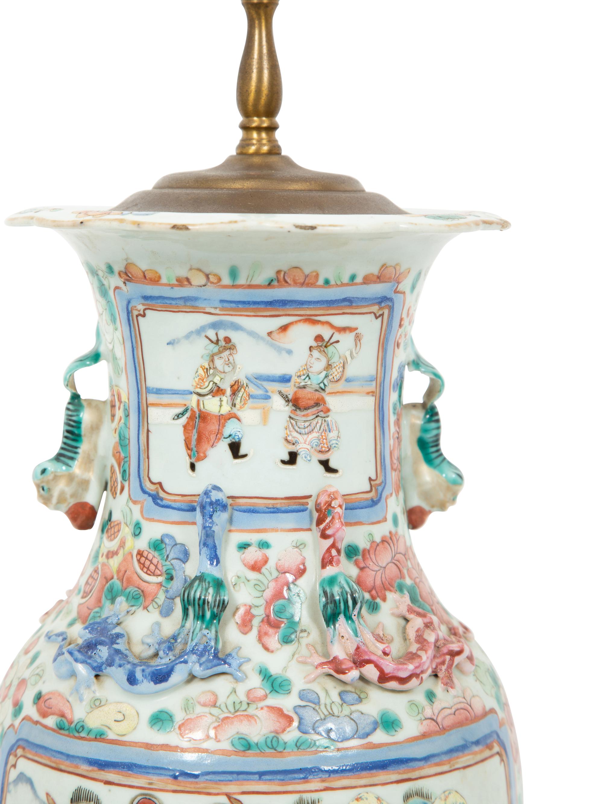 A Chinese Porcelain Vase Mounted as a Lamp
