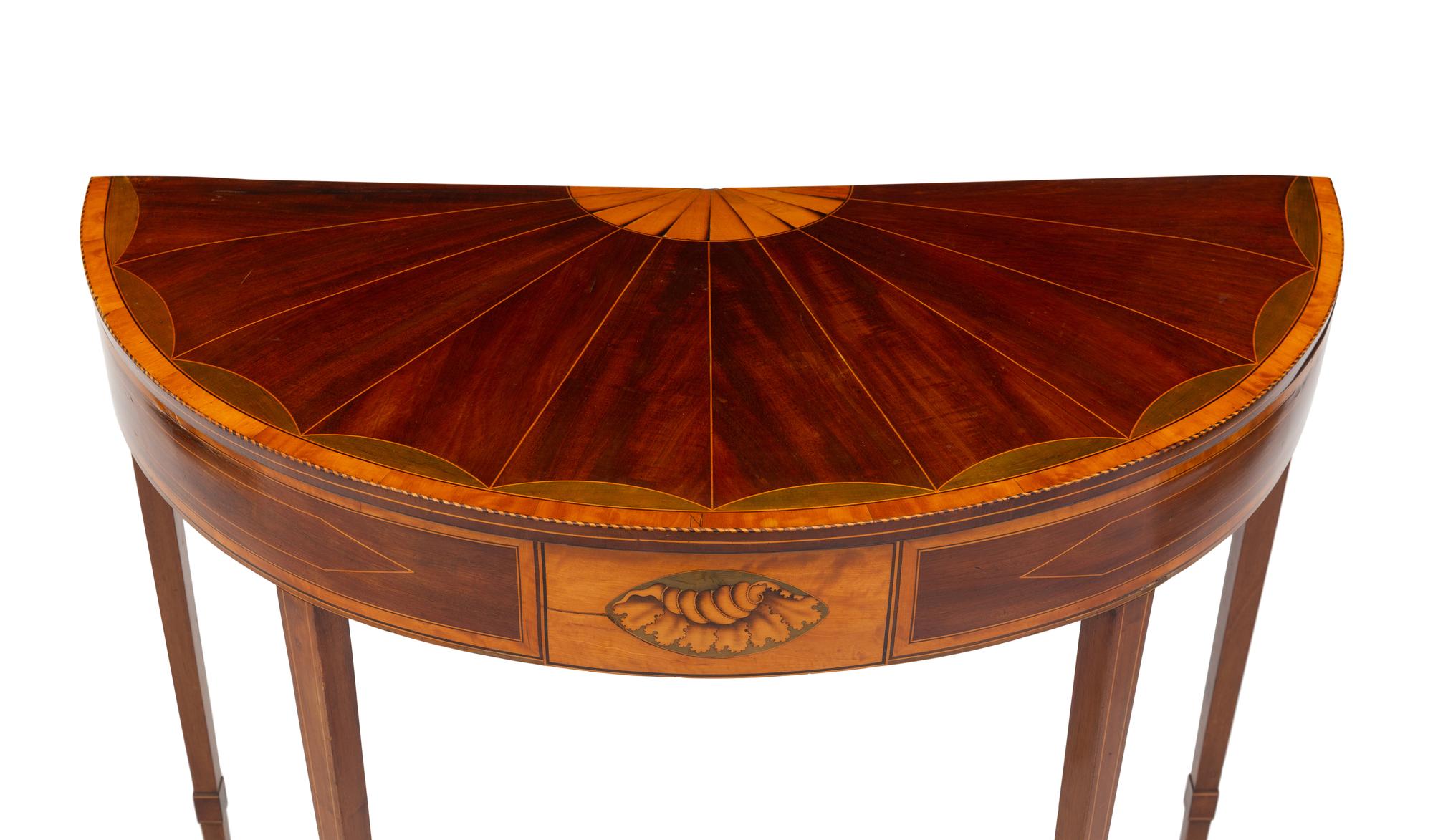 A George III Mahogany and Marquetry Flip-Top Table