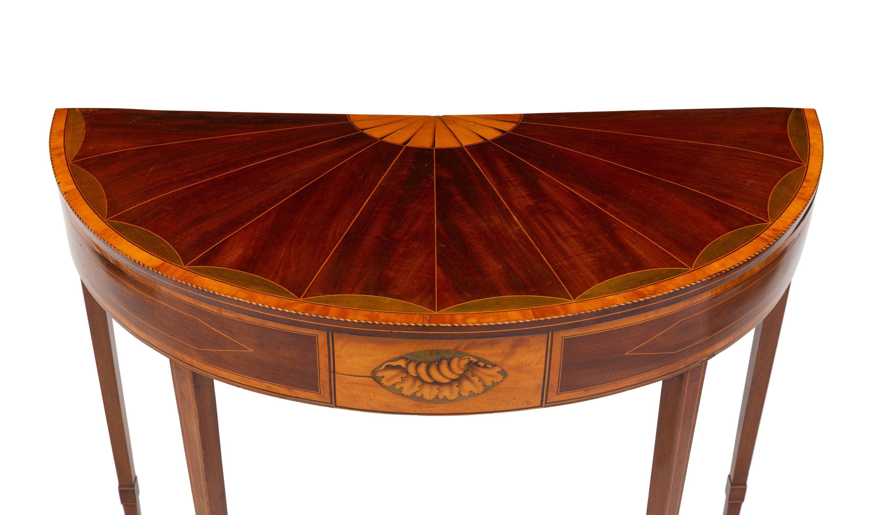 A George III Mahogany and Marquetry Flip-Top Table