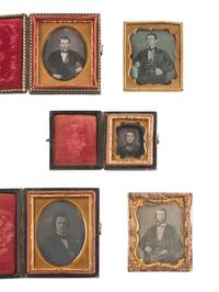[EARLY PHOTOG.] 30 daguerreotypes of men of varying ages incl. half plate portrait of a painting.