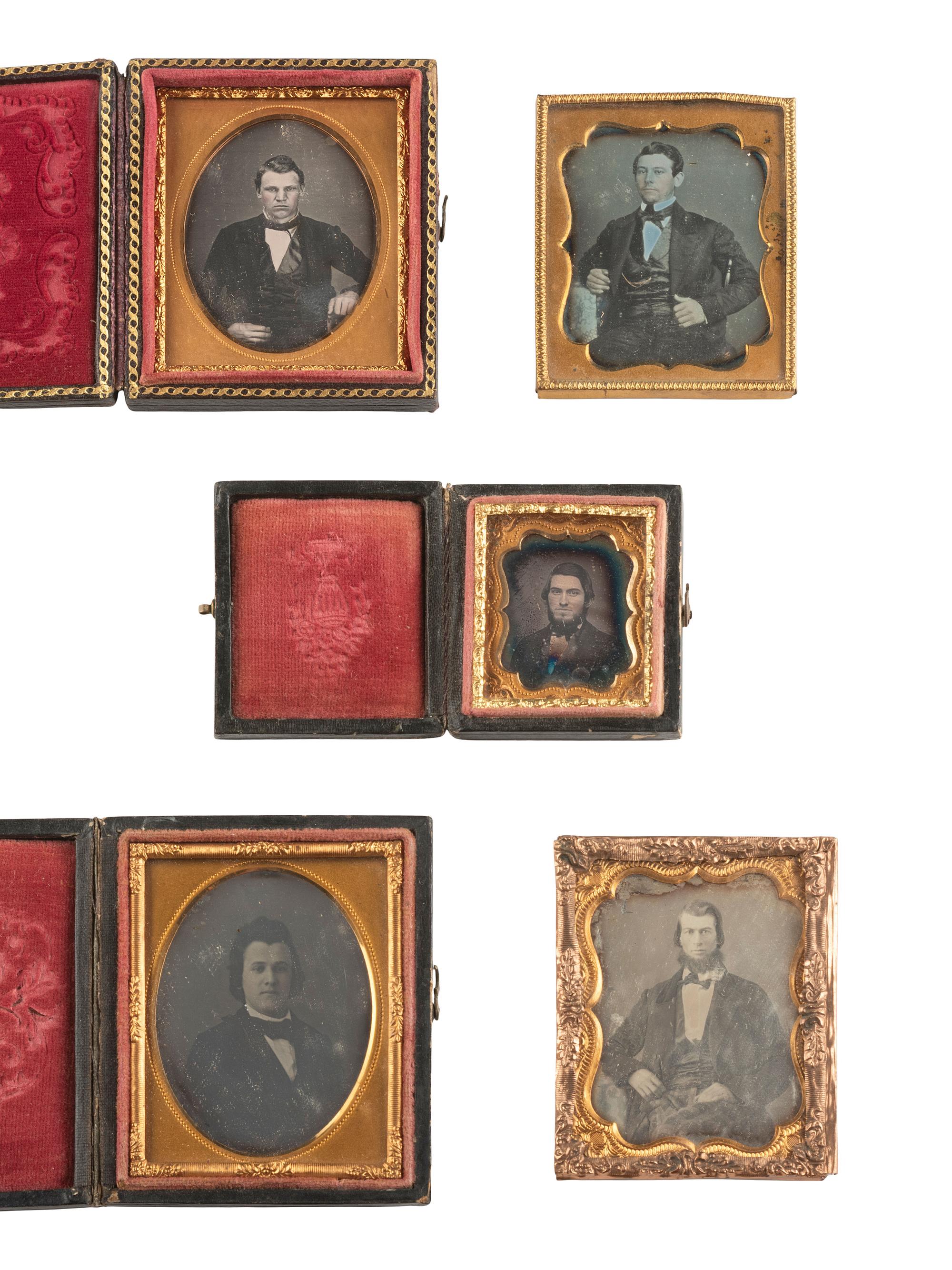 [EARLY PHOTOG.] 30 daguerreotypes of men of varying ages incl. half plate portrait of a painting.