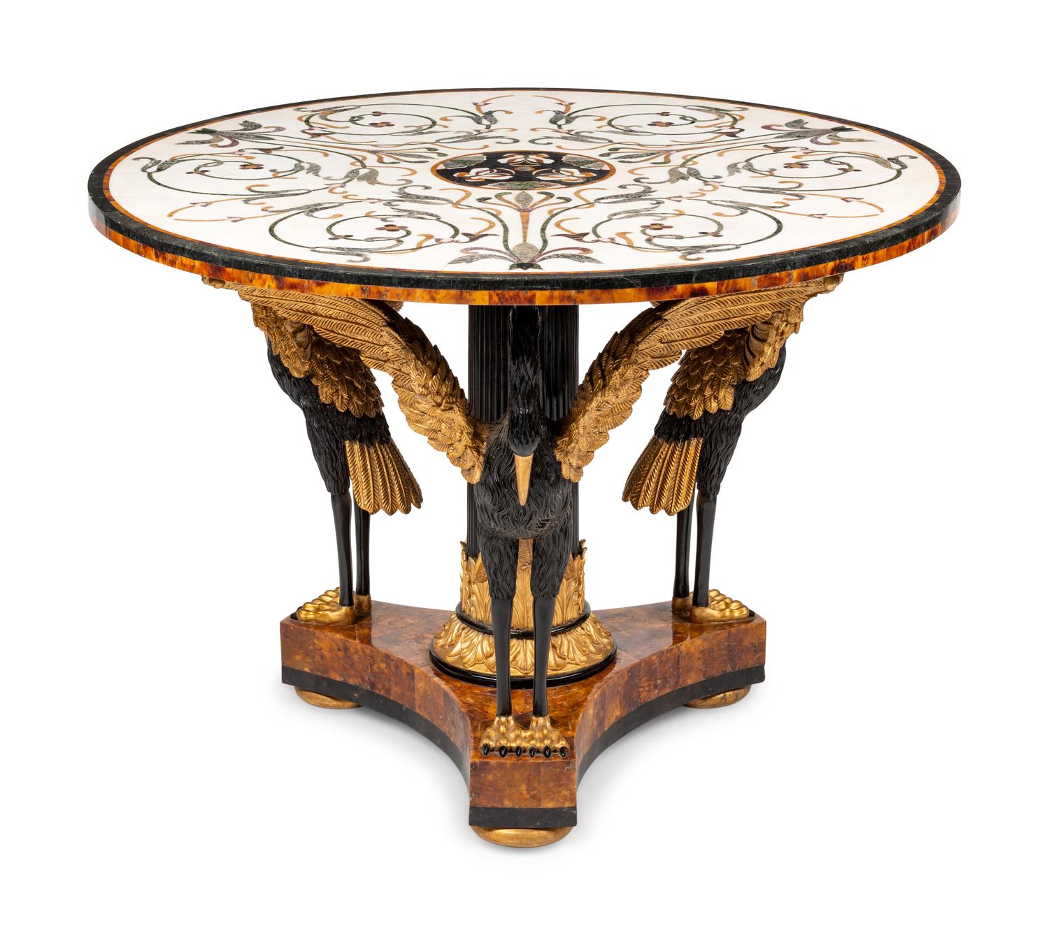 A Continental Parcel Gilt Center Table with a Specimen Marble Top