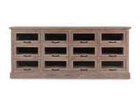 A Recycled Wood Display Cabinet with Glass-Front Drawers