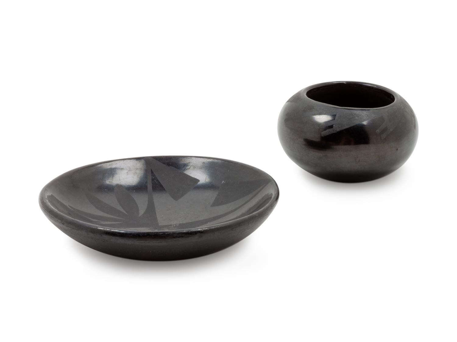 Small Blackware Plate and Bowl