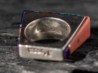 Silver Ring, set with Turquoise, Coral, Lapis, Sugilite, Opal, and 14K Gold Spacers
