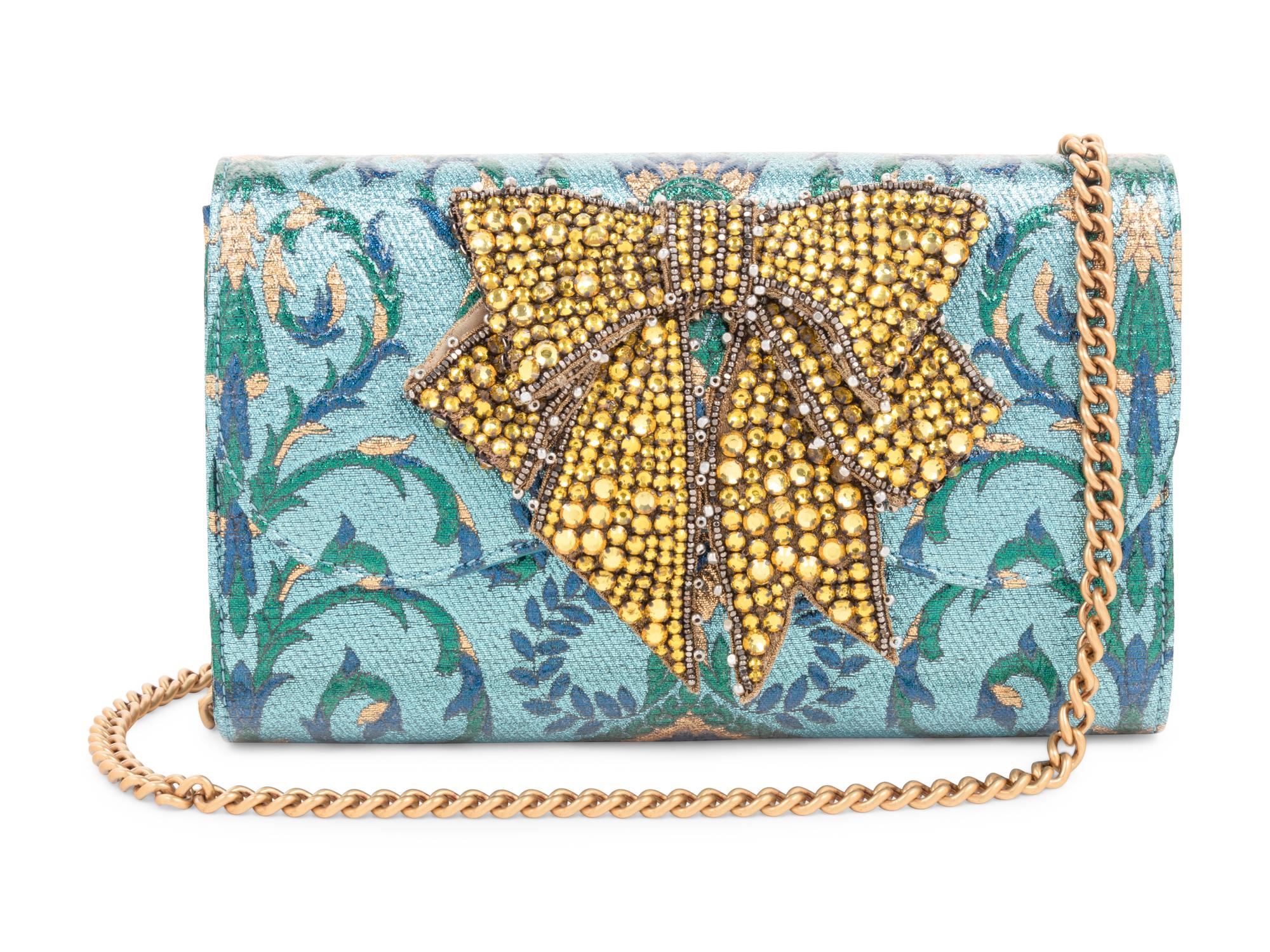 Gucci Brocade Broadway Clutch Bag with Bow