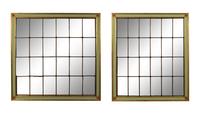 A Pair of Large Multi-Paned Mirrors in Painted Parcel Gilt Frames