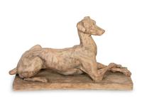 A Terra Cotta Model of a Recumbent Hound