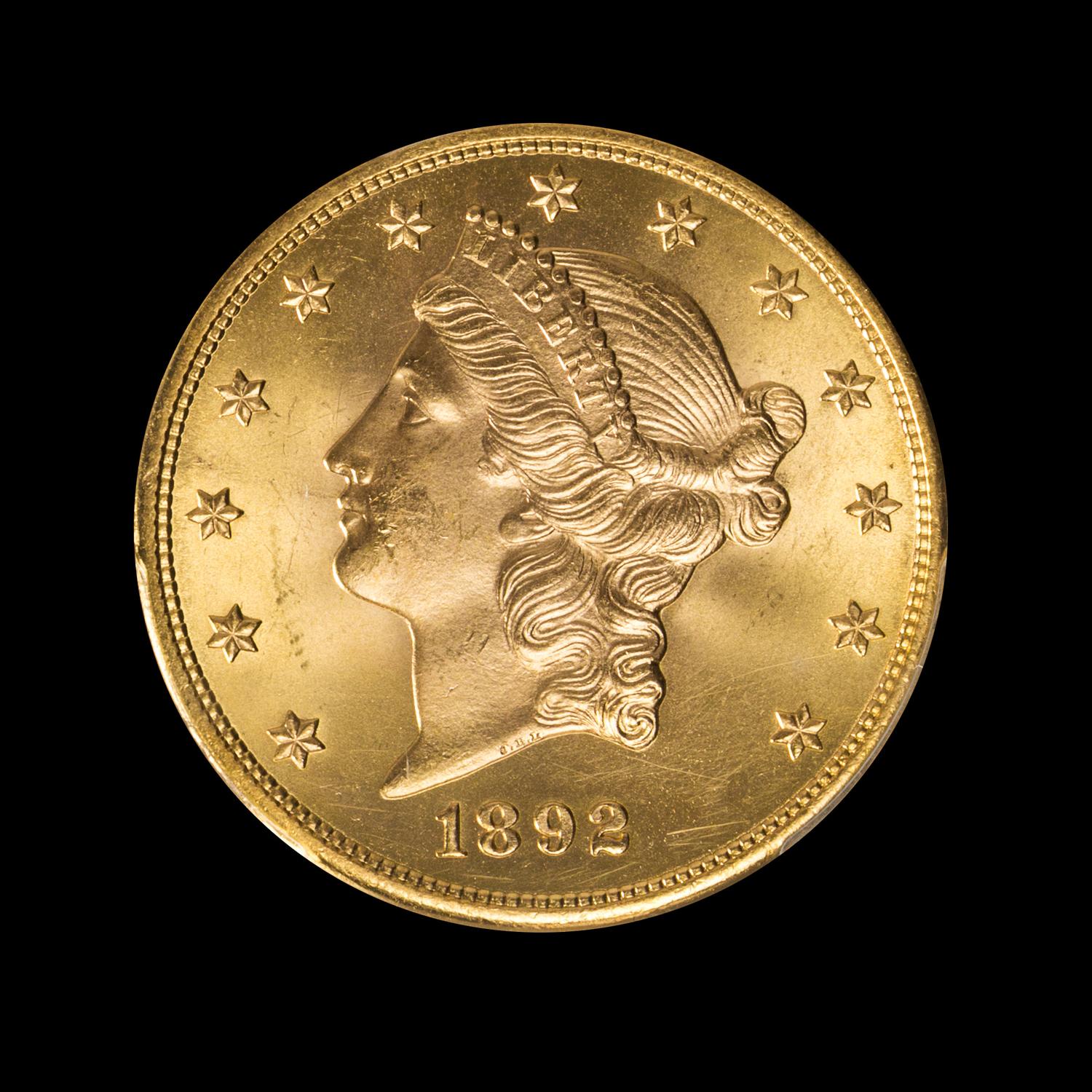 A United States 1892-S Liberty Head $20 Gold Coin