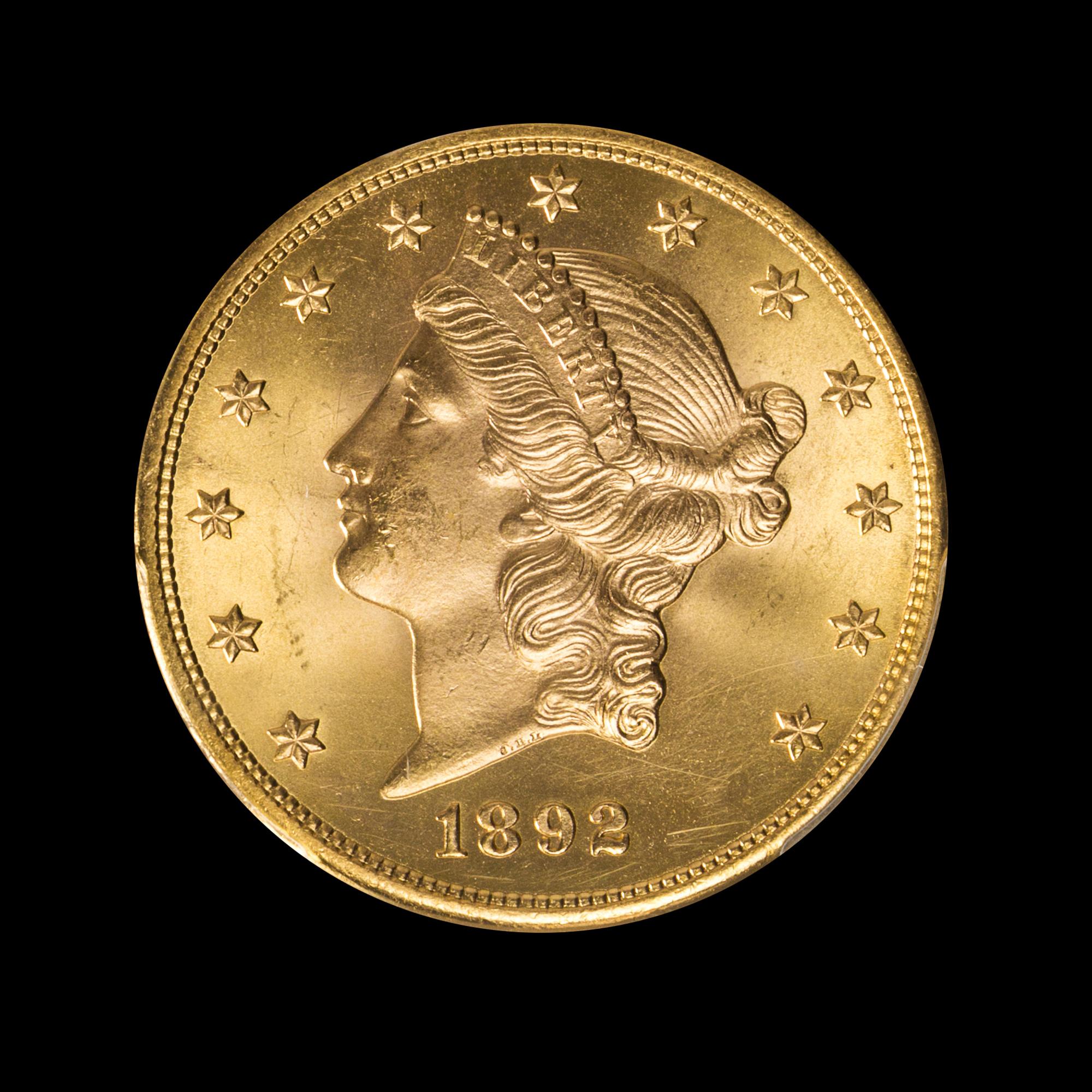 A United States 1892-S Liberty Head $20 Gold Coin