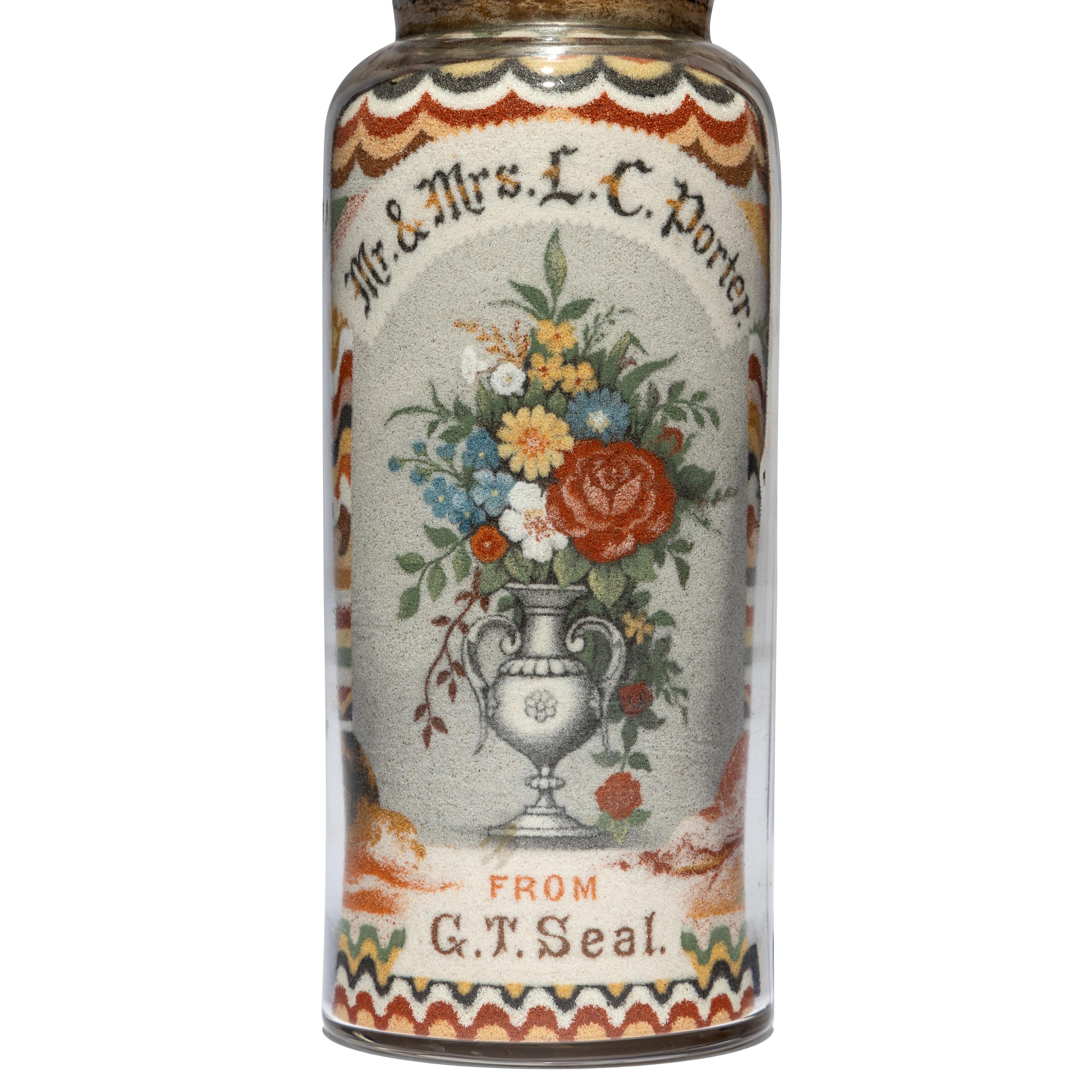 A Sand Art Bottle, Andrew Clemens (1857-1895), McGregor, Iowa, Circa 1886