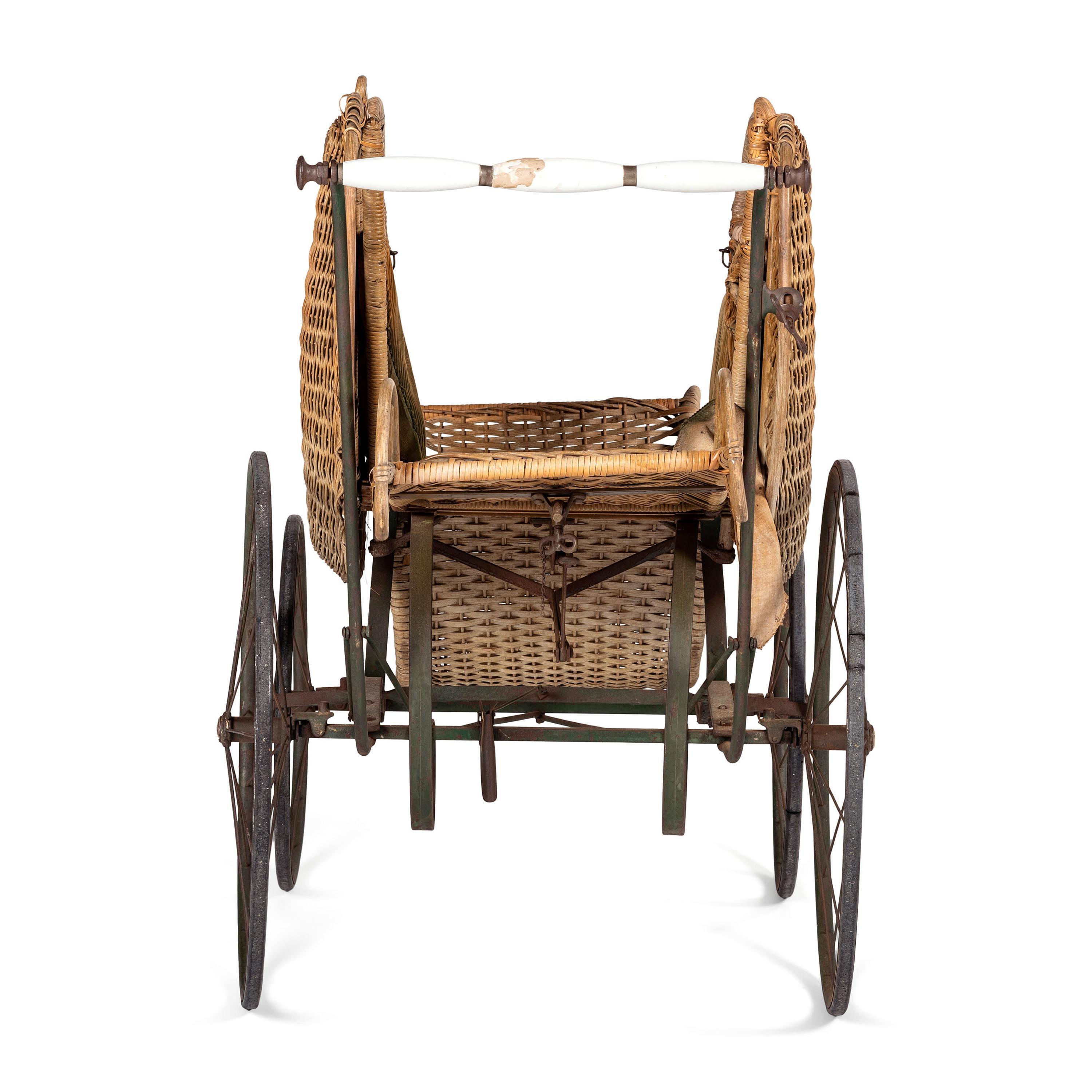 A Victorian Basket Weave Swan-Decorated Trolley