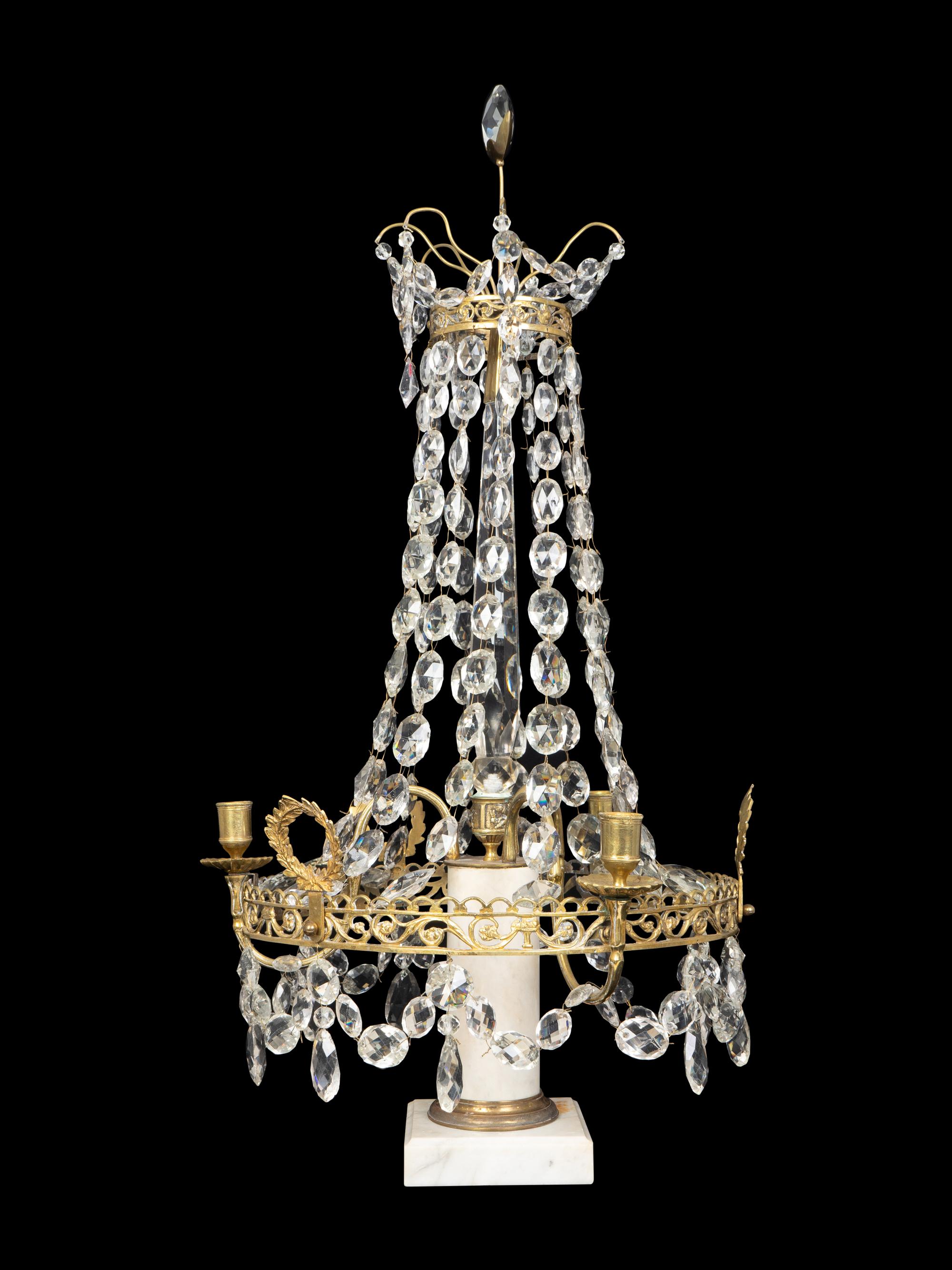 A Pair of Continental Neoclassical Style Gilt-Metal and Marble Candelabra — 19TH CENTURY