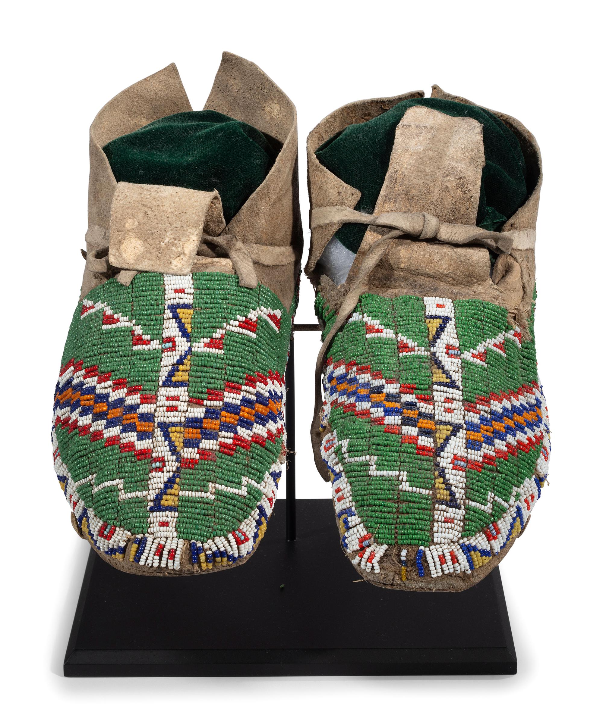 Cheyenne Beaded Hide Moccasins