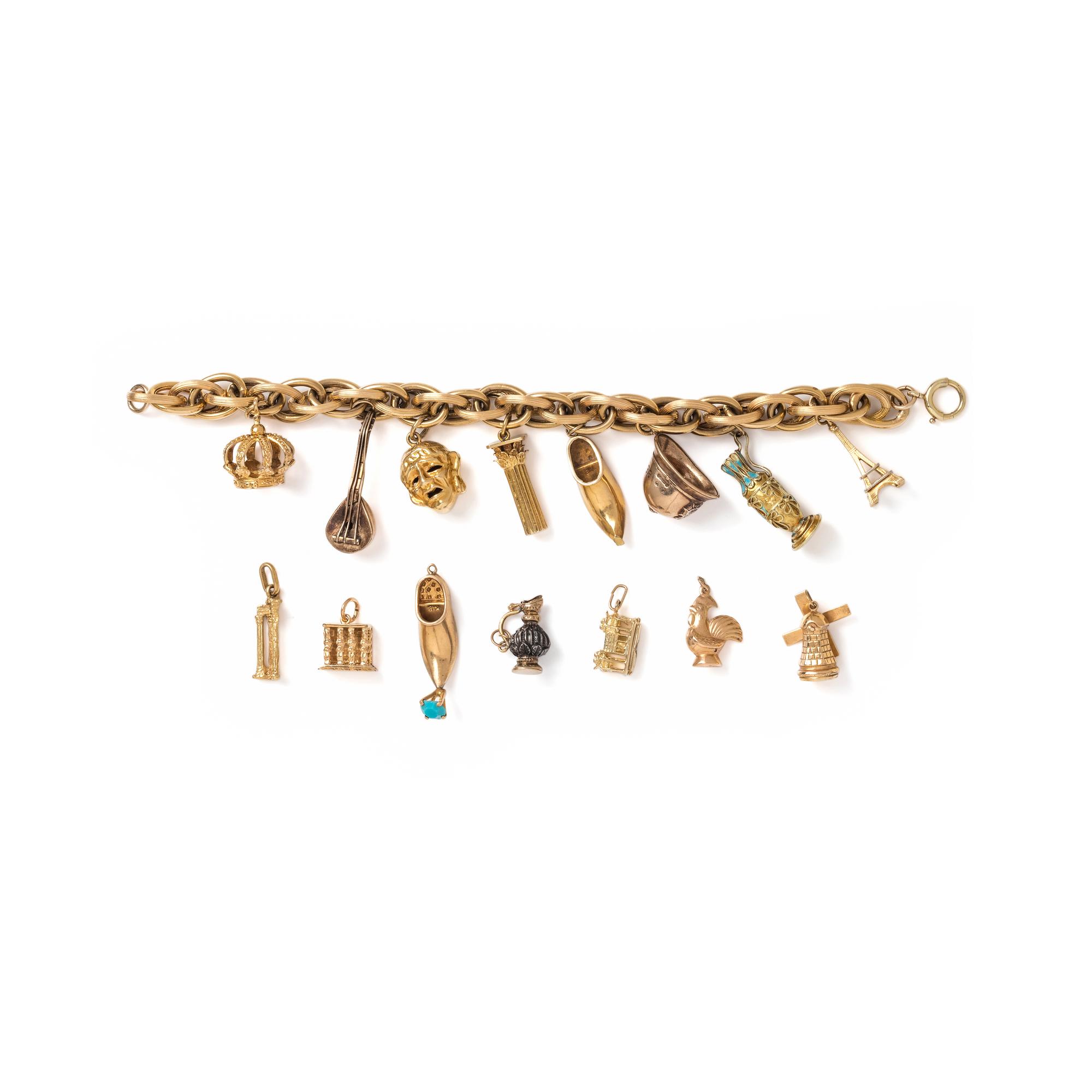 YELLOW GOLD CHARM BRACELET