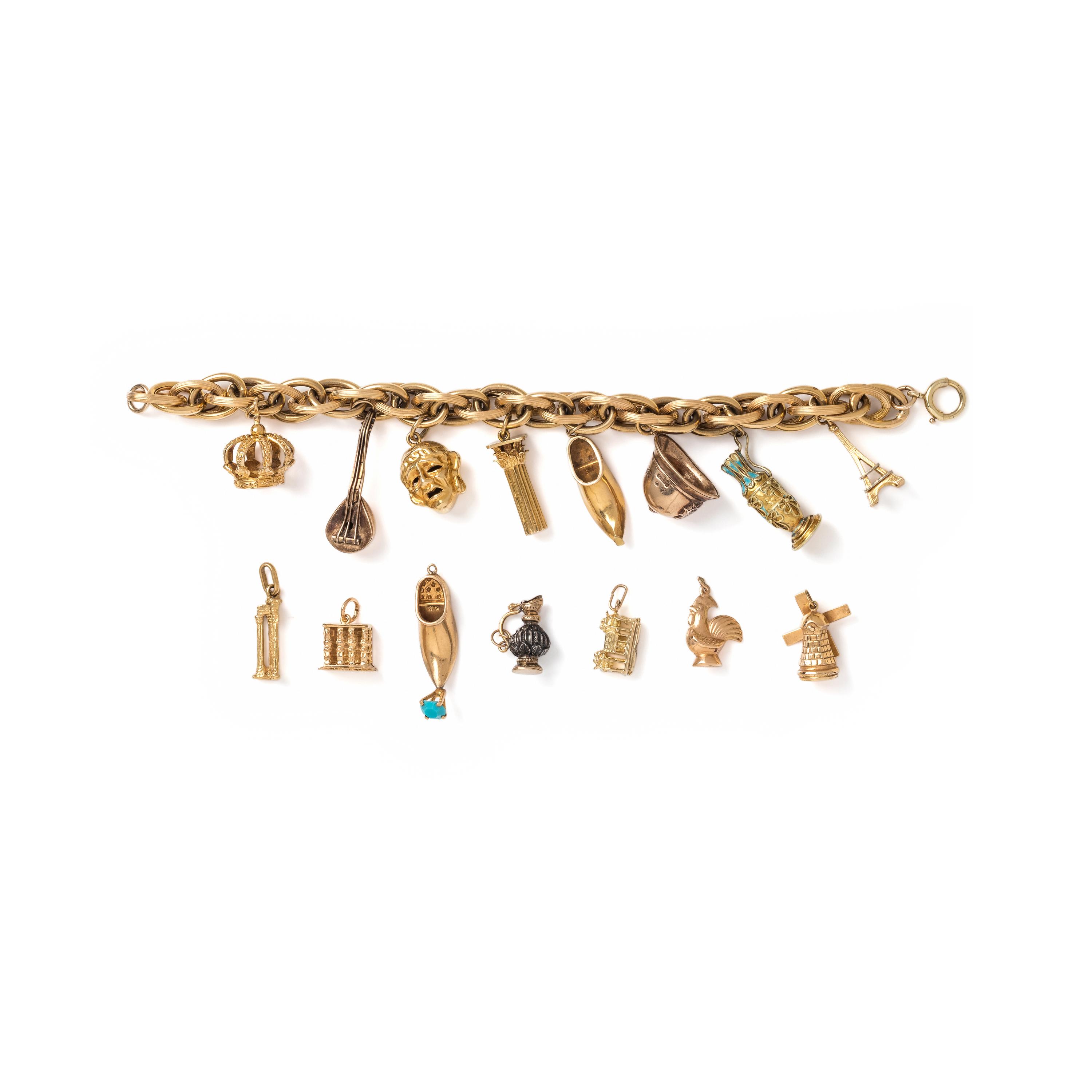 YELLOW GOLD CHARM BRACELET