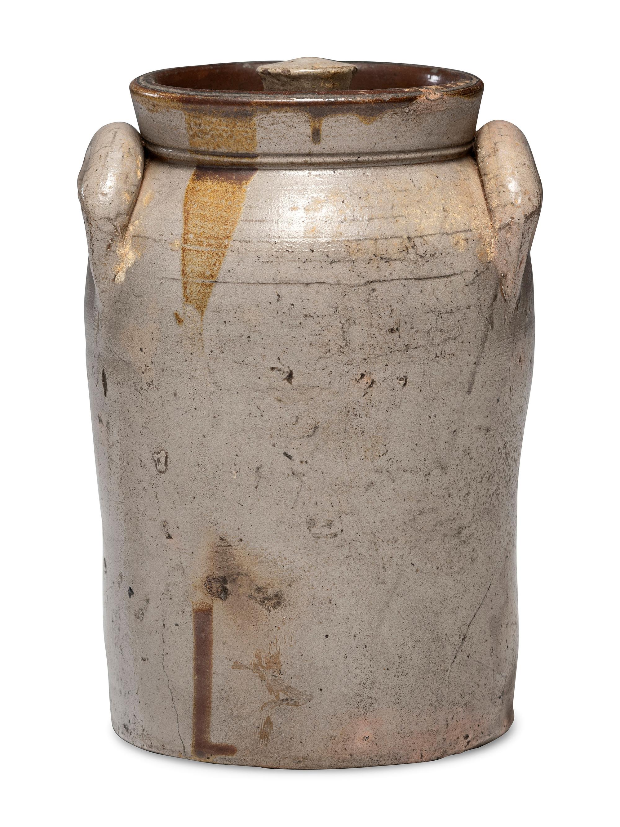 A J. Bennage and J. A. Sutherland One-Gallon Lidded Stoneware Jar