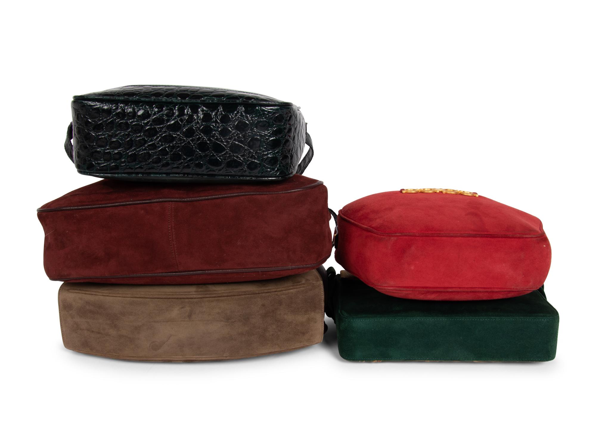 Five Designer Handbags: Gucci, Ferragamo, Mark Cross, 1980-90s
