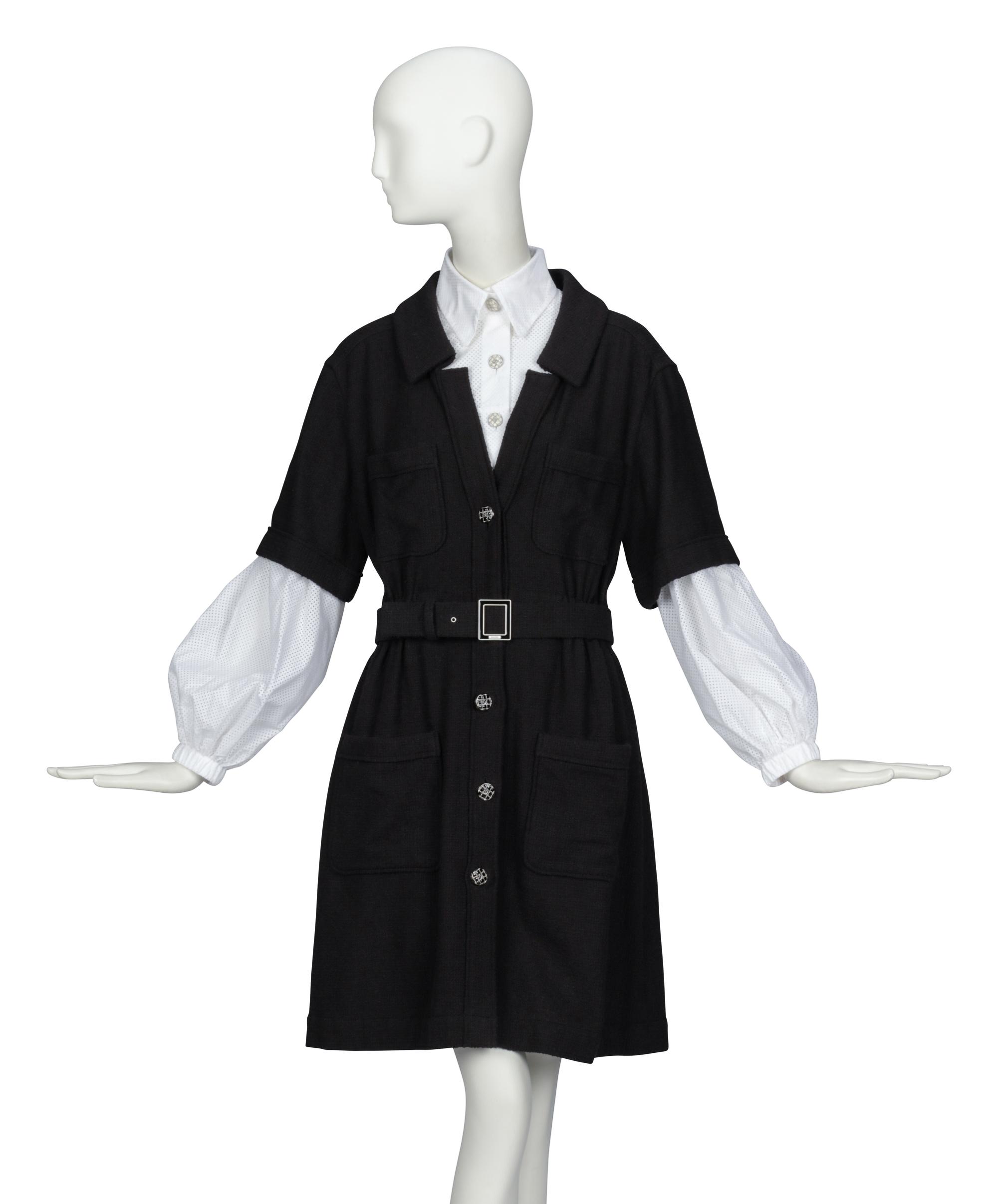 CHANEL, SHIRT & TWEED DRESS ENSEMBLE
