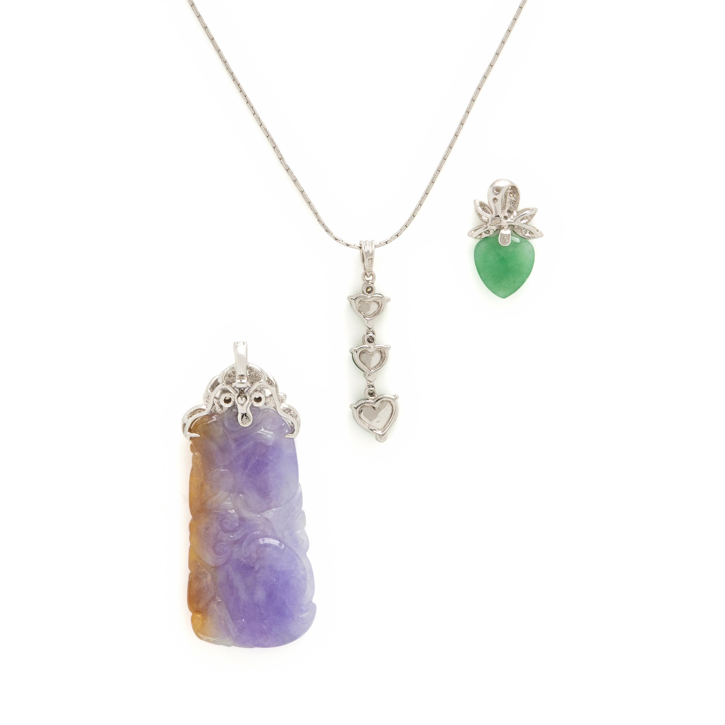 White Gold Chain with Three Pendants