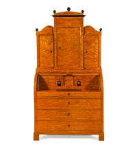 A Biedermeier Parcel Ebonized Birch Secretary Bureau