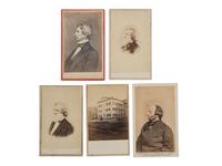 [CIVIL WAR]. A group of 5 CDVs, incl. Civil War personalities and outdoor view of the Navy Department building.
