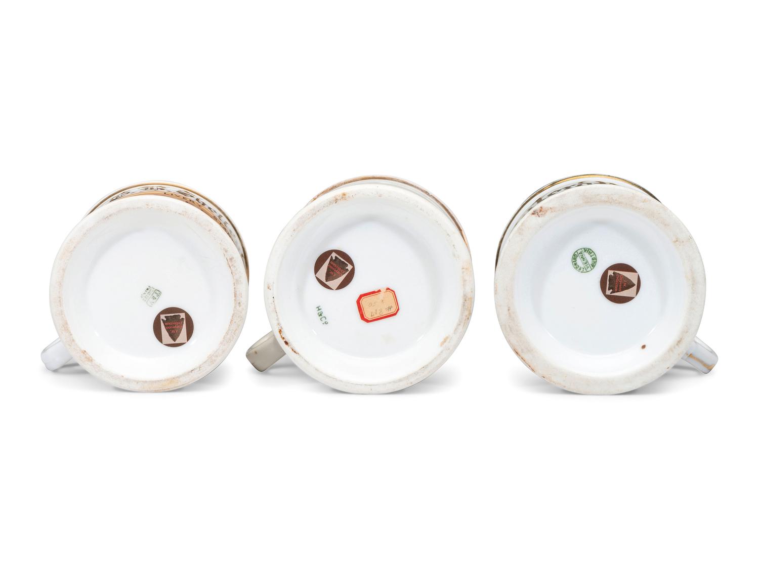 Three Equestrian Porcelain Occupational Shaving Mugs