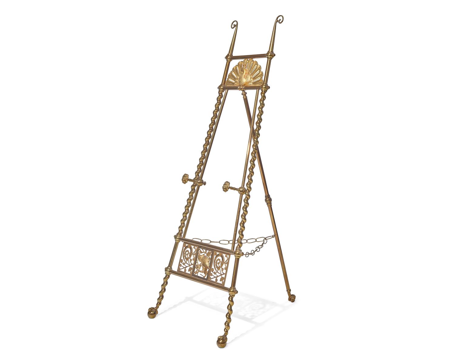 An Aesthetic Movement Brass Easel, American, Circa 1880