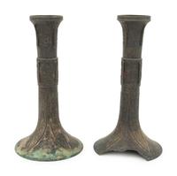 A Pair of Chinese Bronze Gu Vases