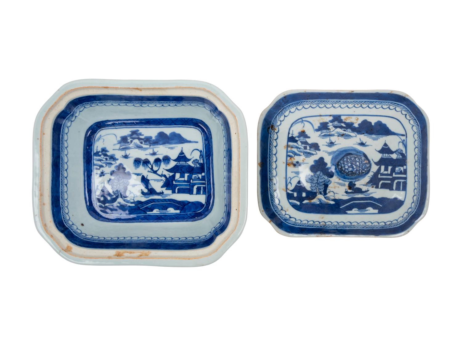 A Canton Export Porcelain Dish and Cover