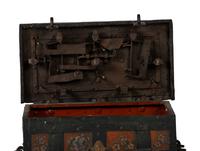 A Continental Paint-Decorated and Iron Mounted Strong Box