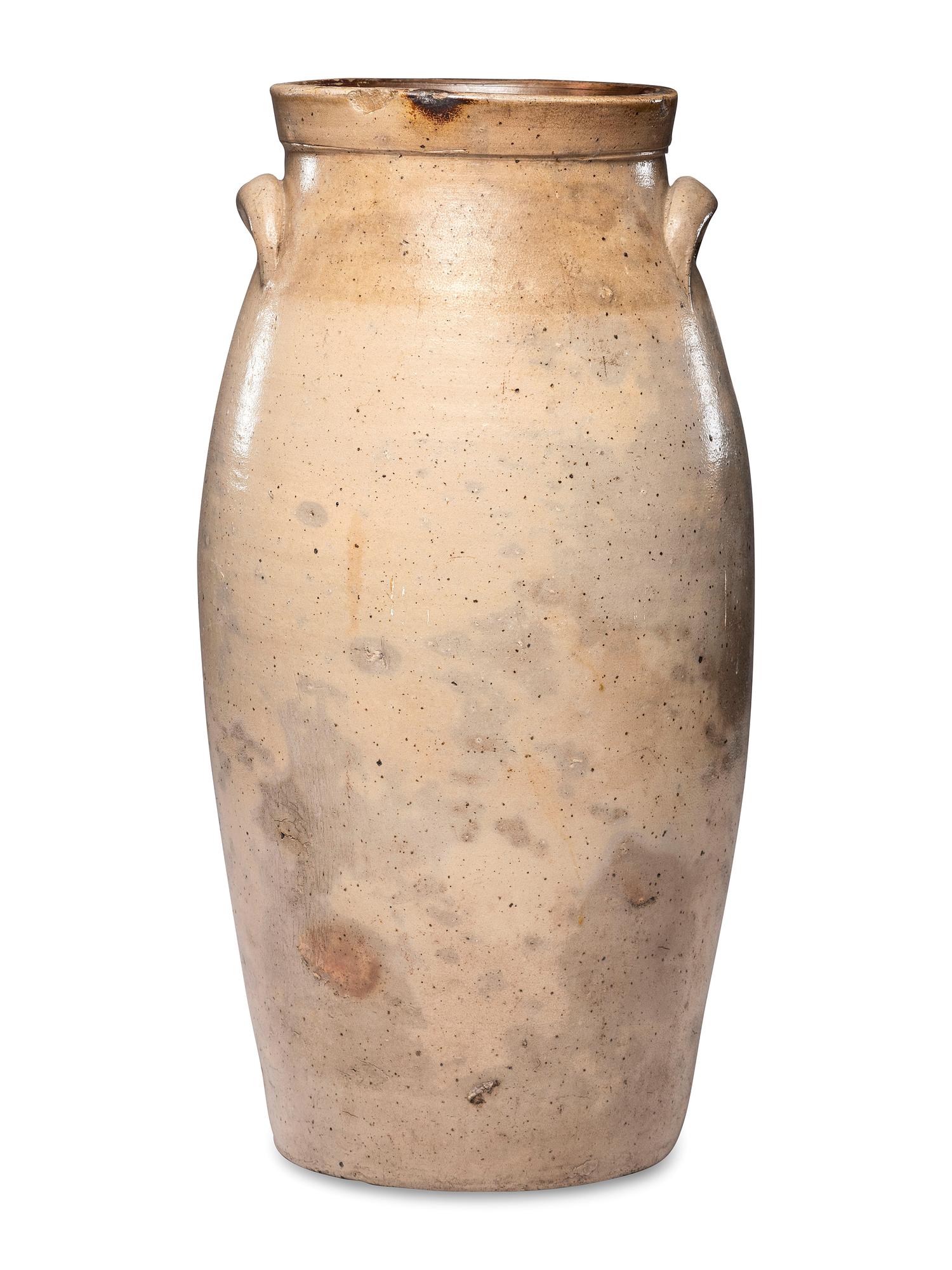 A Six-Gallon Bird Decorated Stoneware Churn
