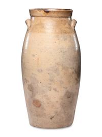 A Six-Gallon Bird Decorated Stoneware Churn
