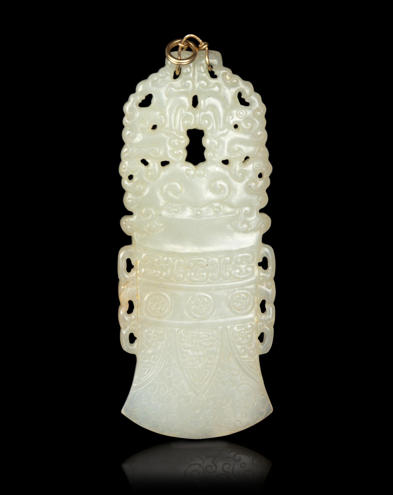 A White Jade Bell-Form Pendant