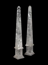 A Pair of Neoclassical Style Rock Crystal Obelisks