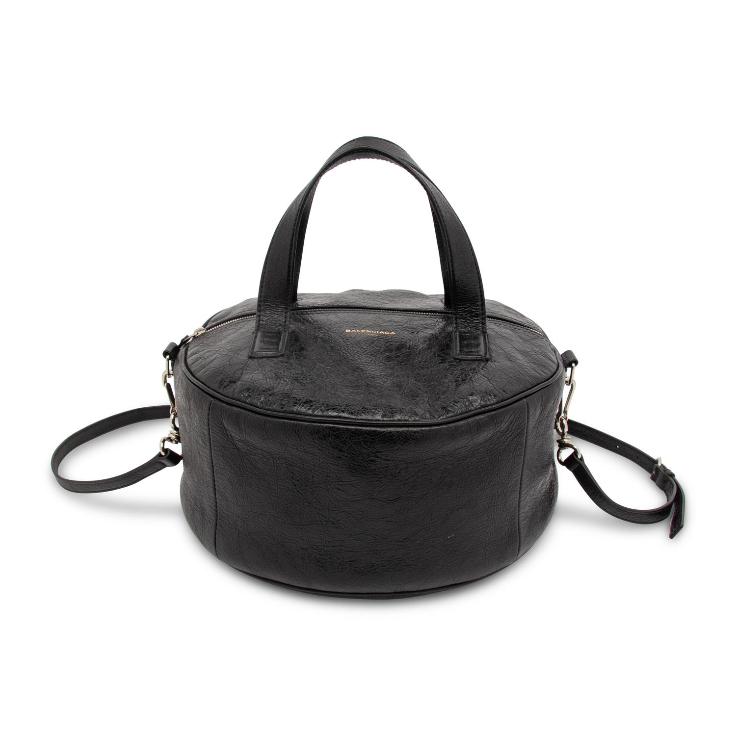 BALENCIAGA, AGED LEATHER CIRCLE BAG