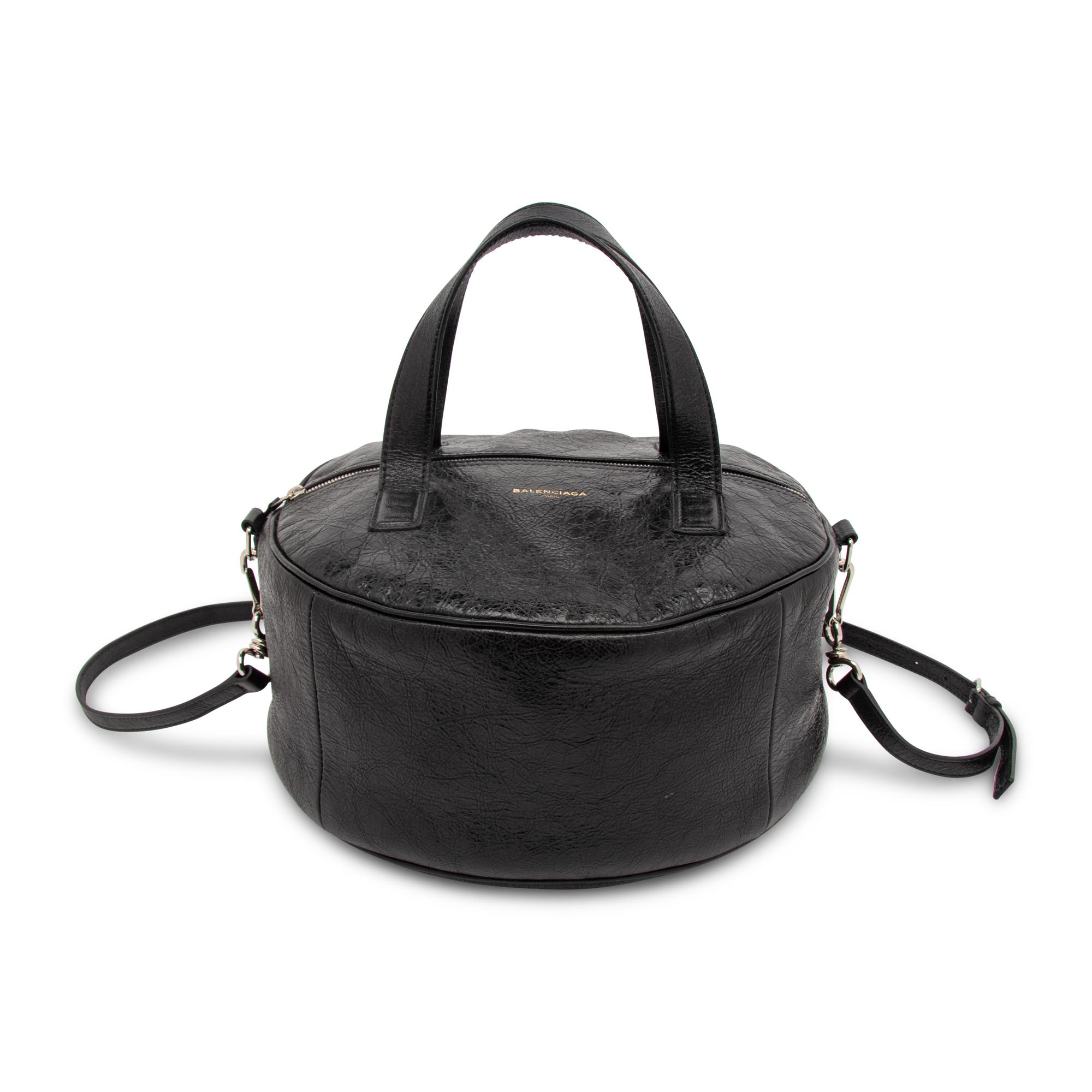 BALENCIAGA, AGED LEATHER CIRCLE BAG