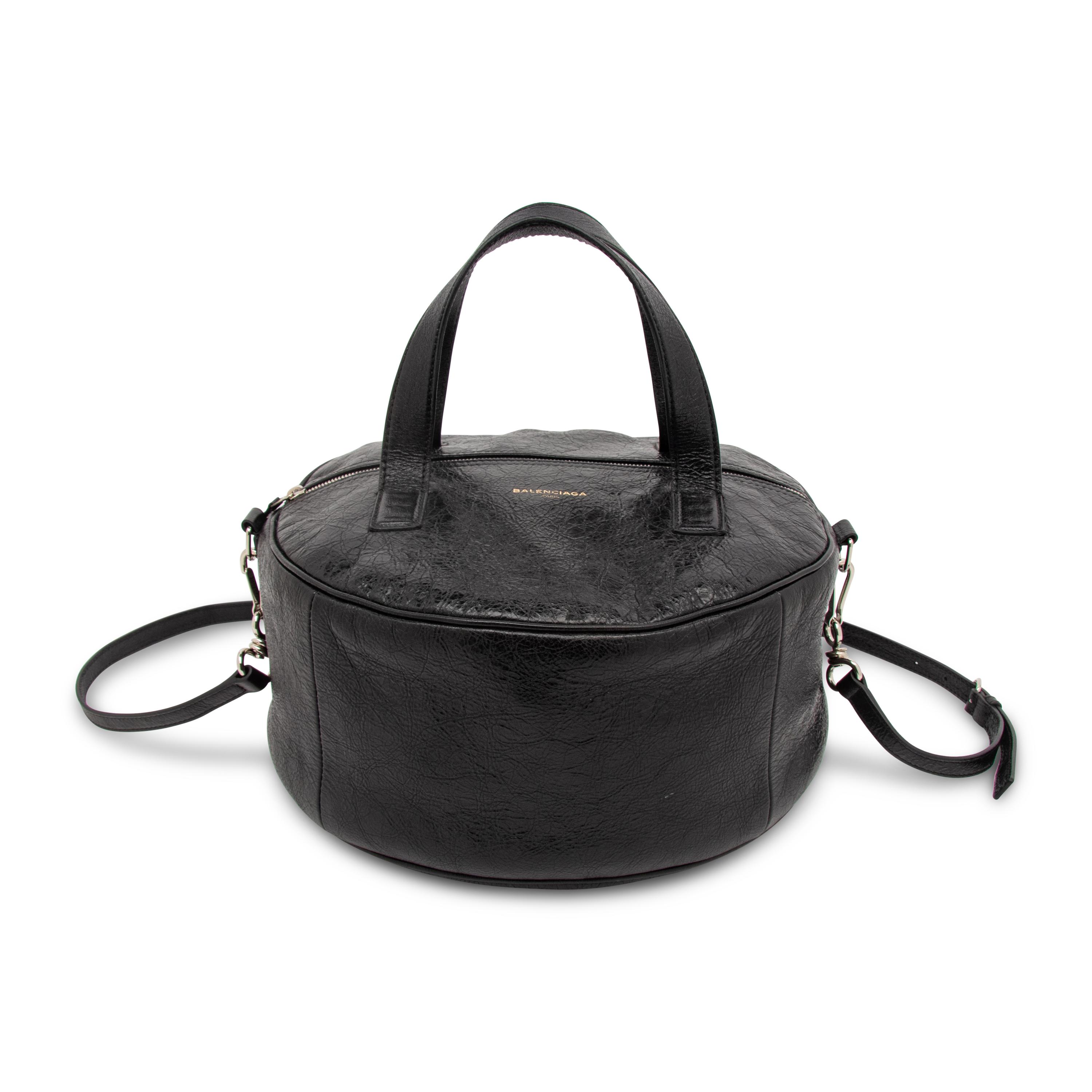 BALENCIAGA, AGED LEATHER CIRCLE BAG