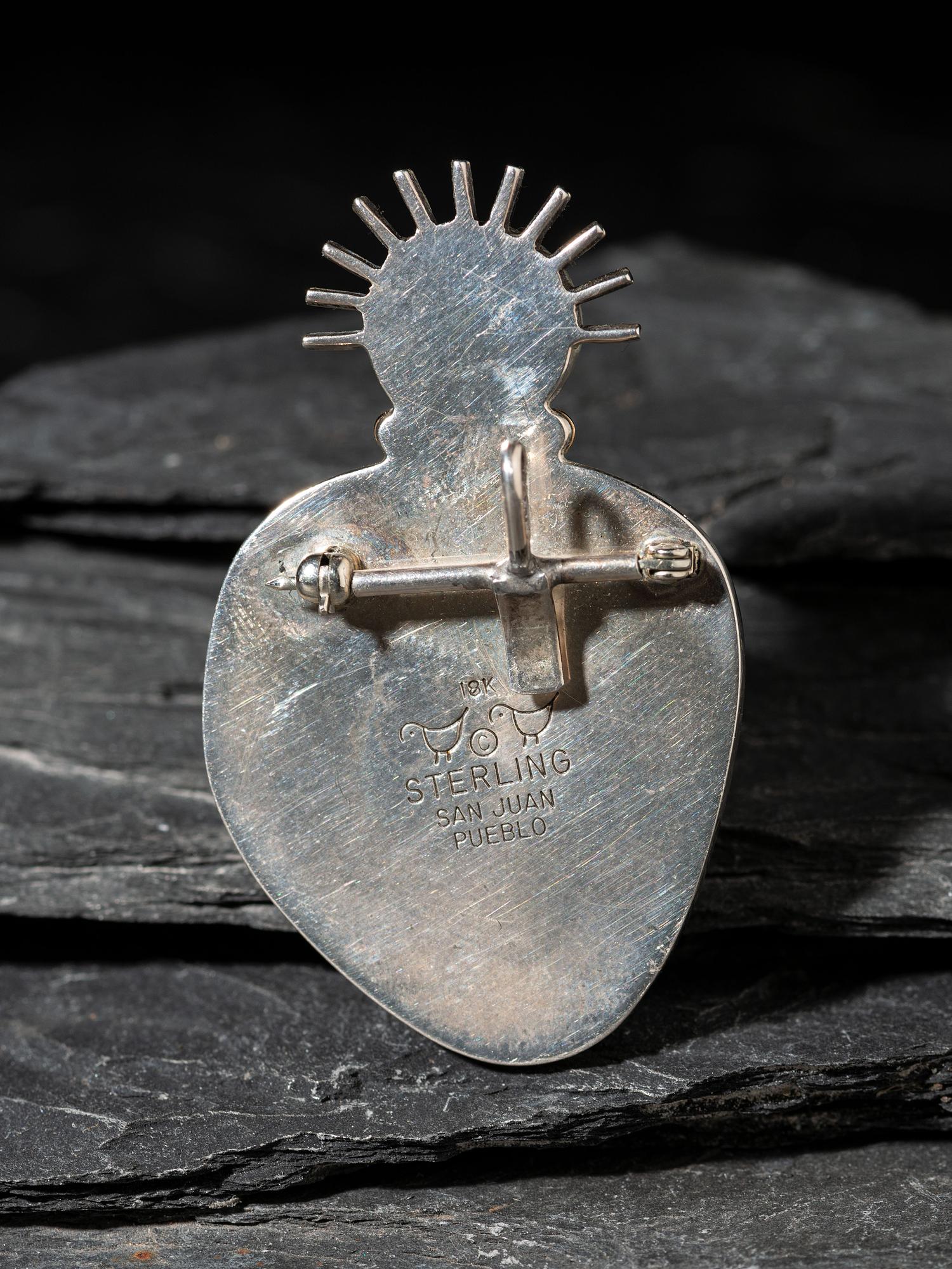 Sterling Silver and 18K Gold Abstract Figural Pendant / Pin