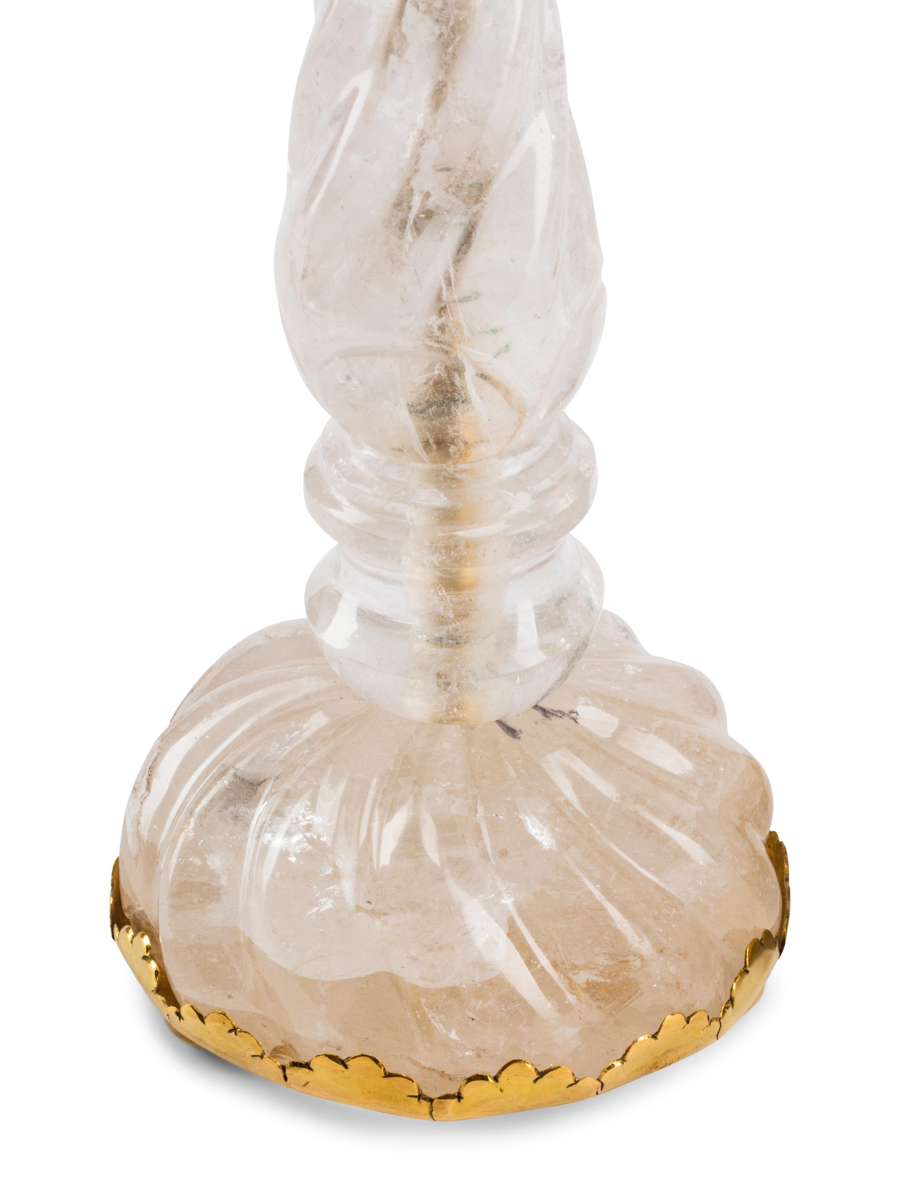 A Pair of Rock Crystal Candlesticks