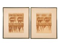 Two Framed Chancay Textile Fragments
