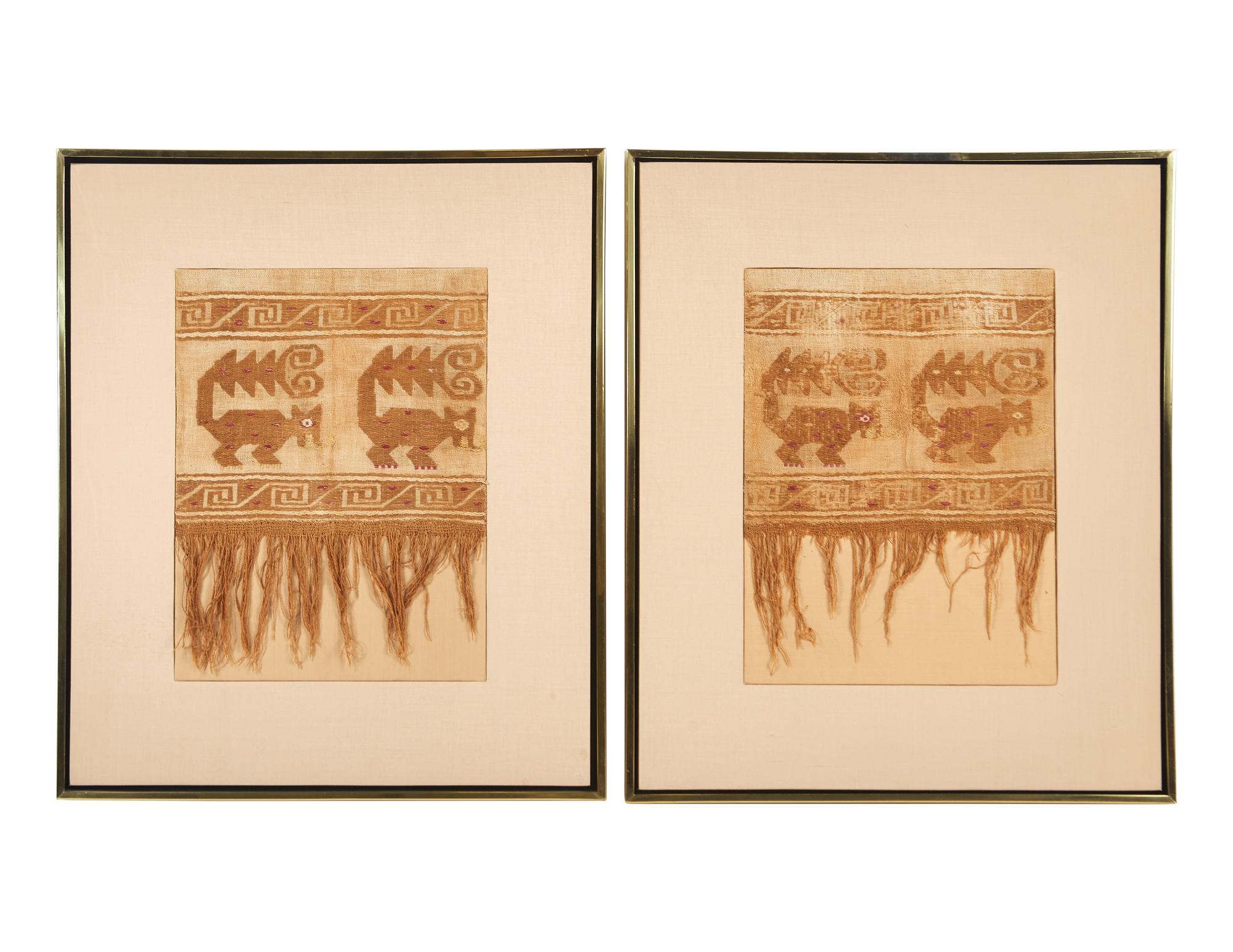 Two Framed Chancay Textile Fragments