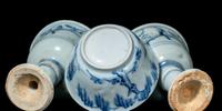 Three Chinese Blue and White Porcelain Cups