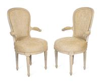 Four Louis XVI Style Carved and Painted Fauteuils — 20TH CENTURY