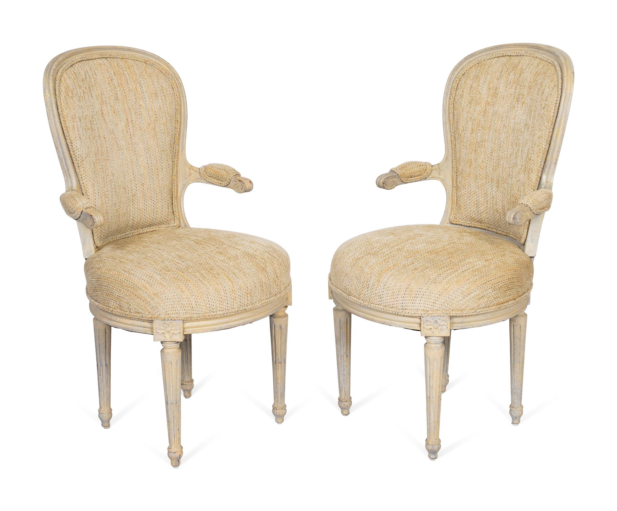 Four Louis XVI Style Carved and Painted Fauteuils — 20TH CENTURY